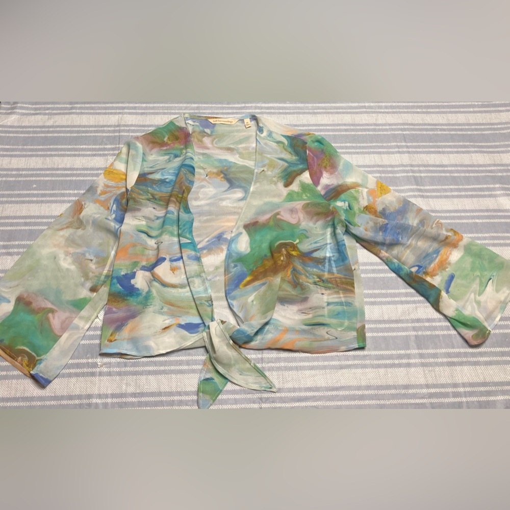 Soft Surroundings sheer watercolor wrap shawl.